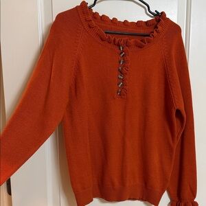 Women's Ruffled Orange Sweater
